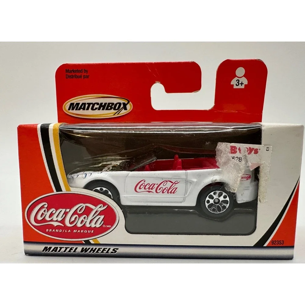 Matchbox Coca-Cola Ford Mustang Convertible White Die-Cast Mattel Wheels 92353